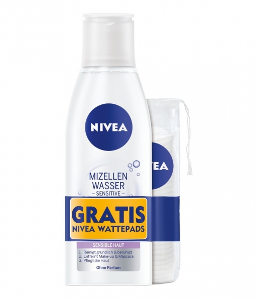 Nivea Sensitives 3 in 1 Mizellenwasser, plus Wattepads, 3er Pack (3 x 200 ml)